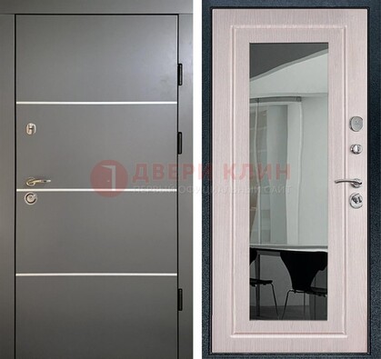 Черная металлическая дверь с зеркалом ДЗ-12 в Истре