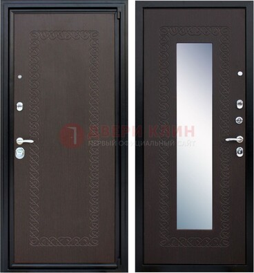 Темная стальная дверь с зеркалом ДЗ-20 в Истре