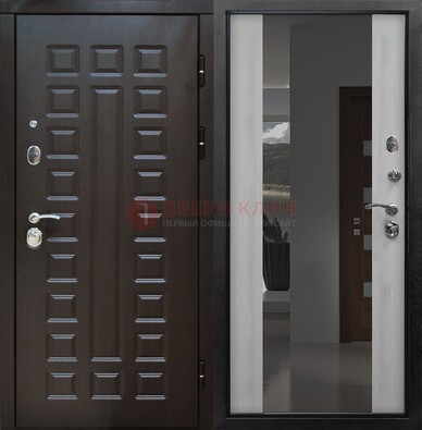 Коричневая металлическая дверь с зеркалом ДЗ-22 в Истре