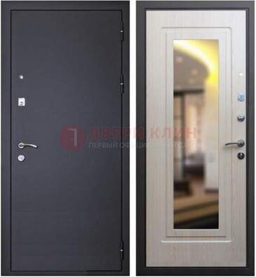 Черная металлическая дверь с зеркалом ДЗ-26 в Истре