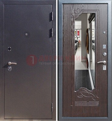 Черная входная дверь с зеркалом МДФ внутри ДЗ-29 в Истре