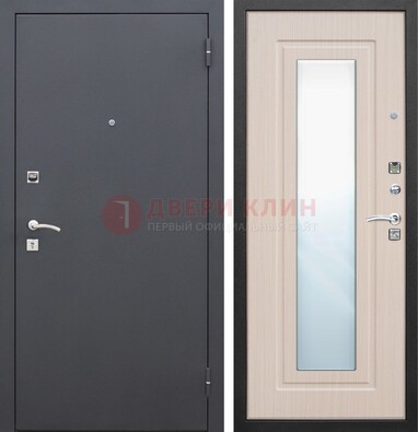 Черная входная дверь с зеркалом МДФ внутри ДЗ-31 в Истре
