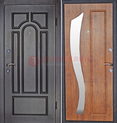 Темная железная дверь с зеркалом ДЗ-35 в Истре