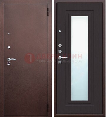 Коричневая металлическая дверь с зеркалом ДЗ-43 в Истре