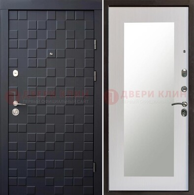 Черная стальная дверь МДФ и зеркалом ДЗ-50 в Истре
