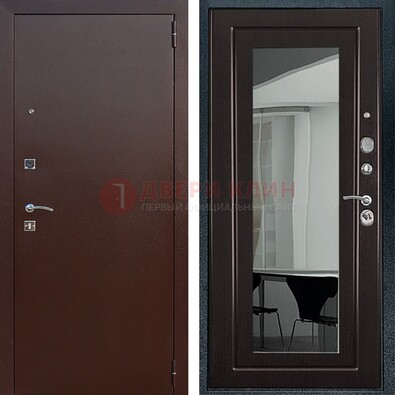 Металлическая дверь с порошковым напылением с МДФ и зеркалом ДЗ-61 в Истре