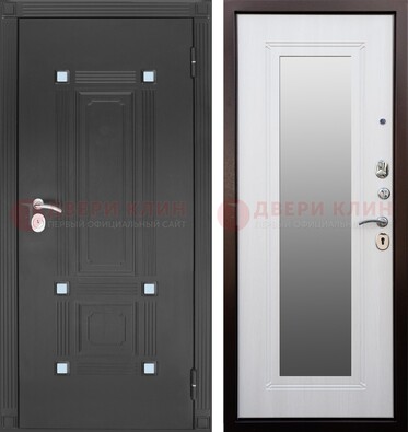 Стальная черная дверь МДФ с зеркалом ДЗ-76 в Истре