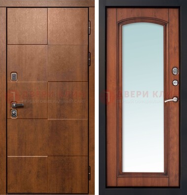 Белая филенчатая дверь с фрезерованной МДФ и зеркалом ДЗ-81 в Истре