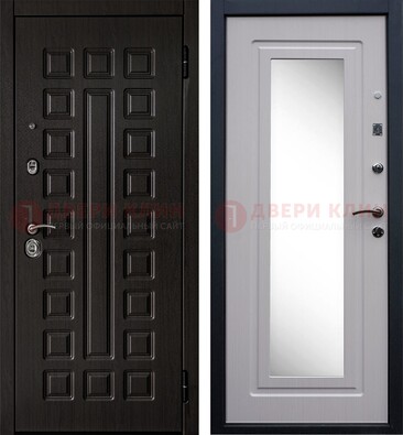 Черная филенчатая металлическая дверь МДФ с зеркалом ДЗ-83 в Истре