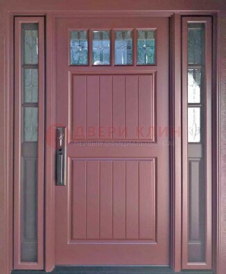Входная дверь с массивом с фрамугами и витражом ВЖ-19 в Истре