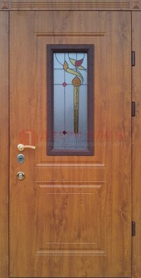 Железная дверь с МДФ и витражом ВЖ-24 в Истре